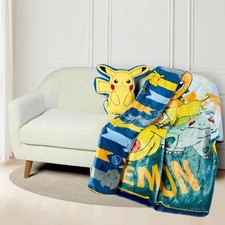 Pikachu Faux Fur Character Pillow  Reversible Cloud and Throw Pokemon