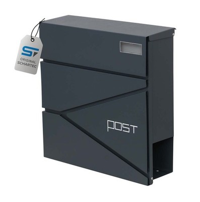 SCHARTEC  Briefkasten anthrazit mit Zeitungsfach Wandbriefkasten Postkasten