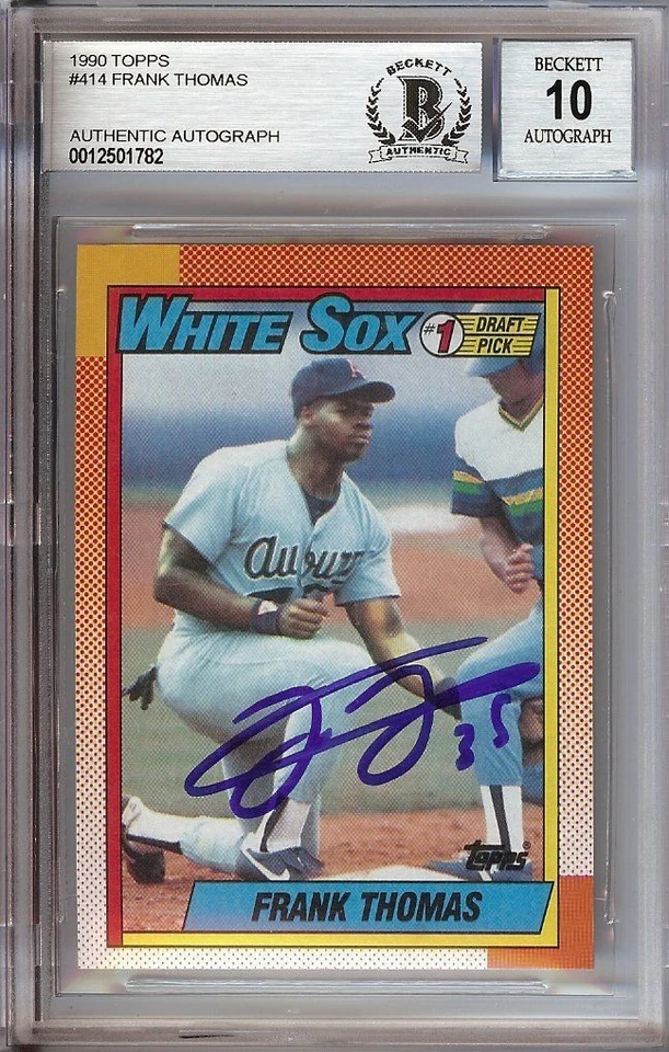 Frank Thomas 1990 Topps Signed Rookie Card RC  BGS 10 Auto Slabbed #414 RC