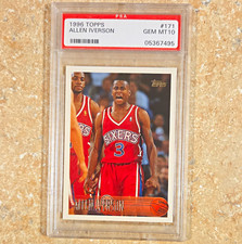 Topps 1996-97 Allen Iverson Rookie #171 76ers PSA 10 Graded Card. rookie card picture