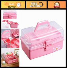 12" Three-Layer Clear Plastic Storage Box with Handle - Craft Organizer, Tackle