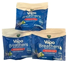 Vicks Vapo Breathers Medicated Drops 40ct Cool Mint - 3 Pack!