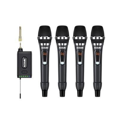 Acemic UHF kabelloses Mikrofonsystem 4-Kanal kabelloses Mikrofon mit 4 Handmikrofonen