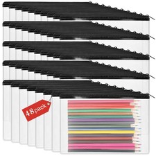 48 PCS Clear PVC Pencil Pouch Bulk 8.66x5.71 In Soft Pencil Case Bag Black