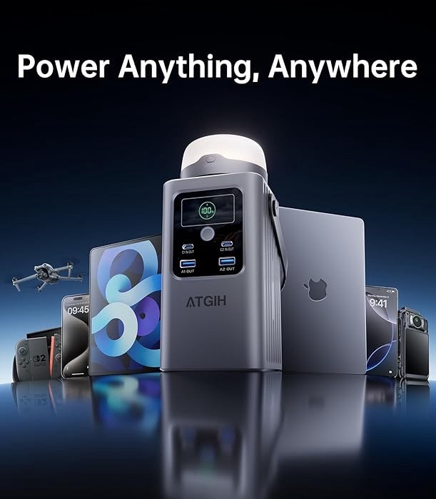 Camping Portable Power Station 198.4Wh, [4-Port Fast Charging] LiFePO4 Battery P