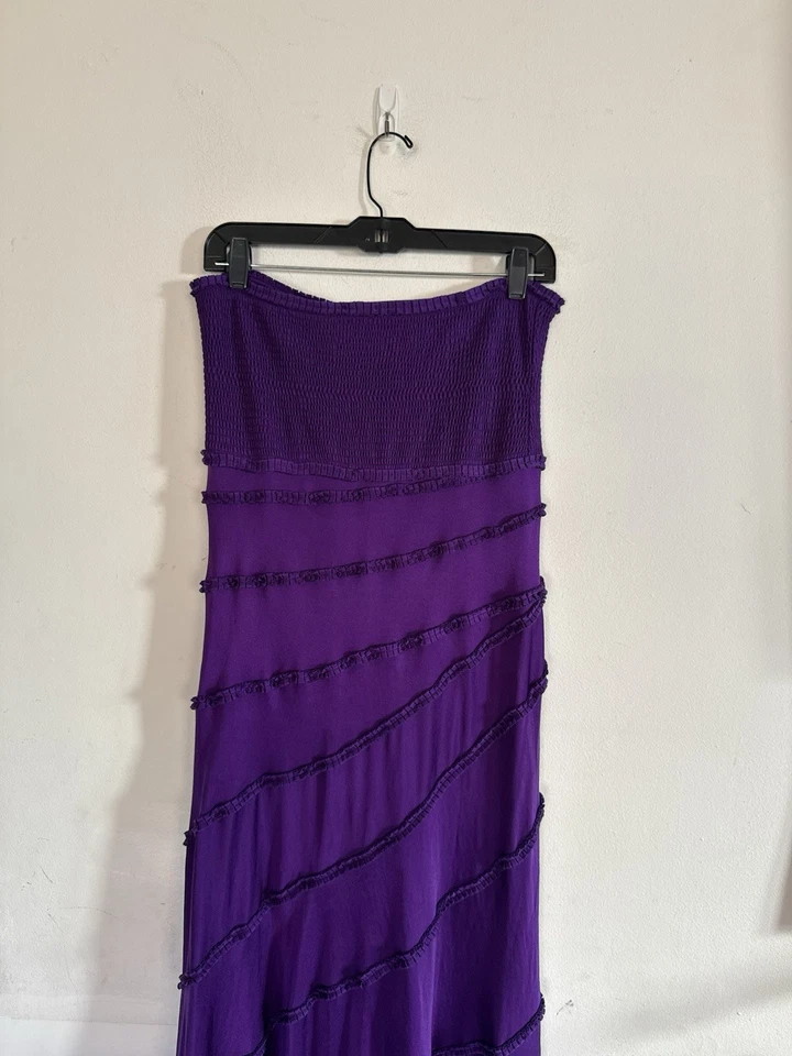 Vestido maxi novo com etiquetas Catherine Malandrino roxo seda elástico um ombro, tamanho P - Imagem 4 de 4