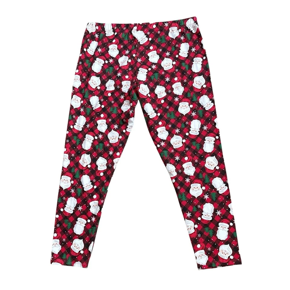 No Boundaries Womens XXXL 21 Santa Christmas Plaid Holiday Leggings Pants  - Image 2 of 4