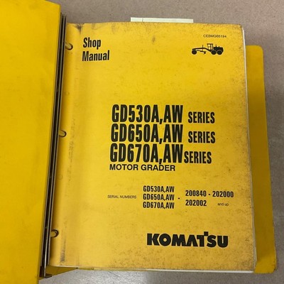 Komatsu GD530A/AW GD650 GD670A/AW SERVICE SHOP REPAIR MANUAL MOTOR GRADER GUIDE