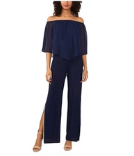 MSK Womens Overlay Jumpsuit, navy, XL