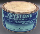 Rare Vintage Detroit, MI Keystone Empty Tin Ammonium Carbonate Round Blue Canco — photo 3