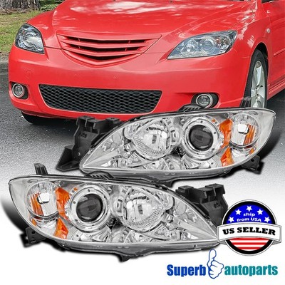 For 2004-2009 Mazda 3 Sedan Projector Headlights Replacement Left+Right