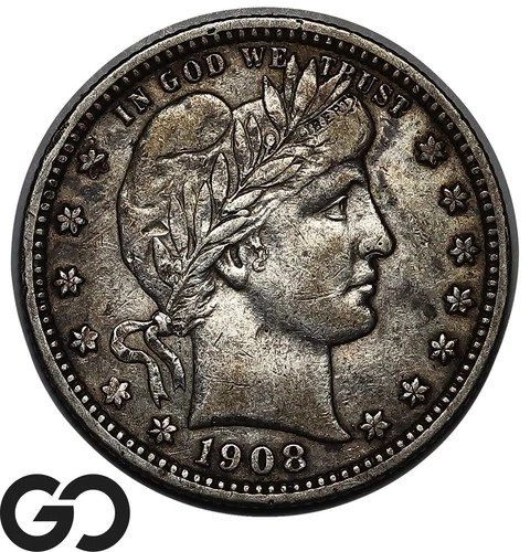 1908-O Barber Quarter, Choice XF+