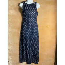SHEIN Navy Blue White Polka Dot Maxi Dress size XS Cutout Sleeveless Women XS