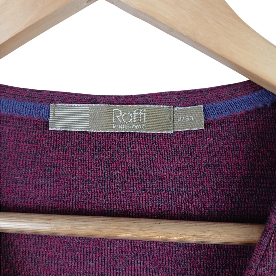 Raffi Linea Uomo Men's SZ M/50 100% Italian Merino Wool Cardigan Vest in Merlot - Image 4 of 4