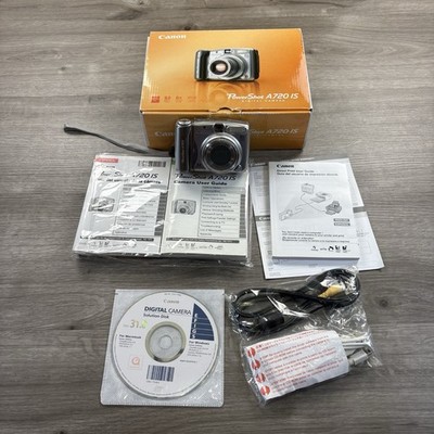 Canon PowerShot A720IS 8MP Digital Camera Silver Original & Manual Box Tested