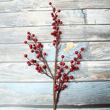 28 inch Tall Artificial Christmas Berries Holiday Berries Stems Set of 3 