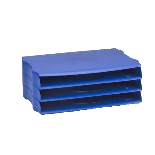 Avery Letter Trays A4 Blue DR800 Wide Entry Set of 3 with Lid Ex-Display