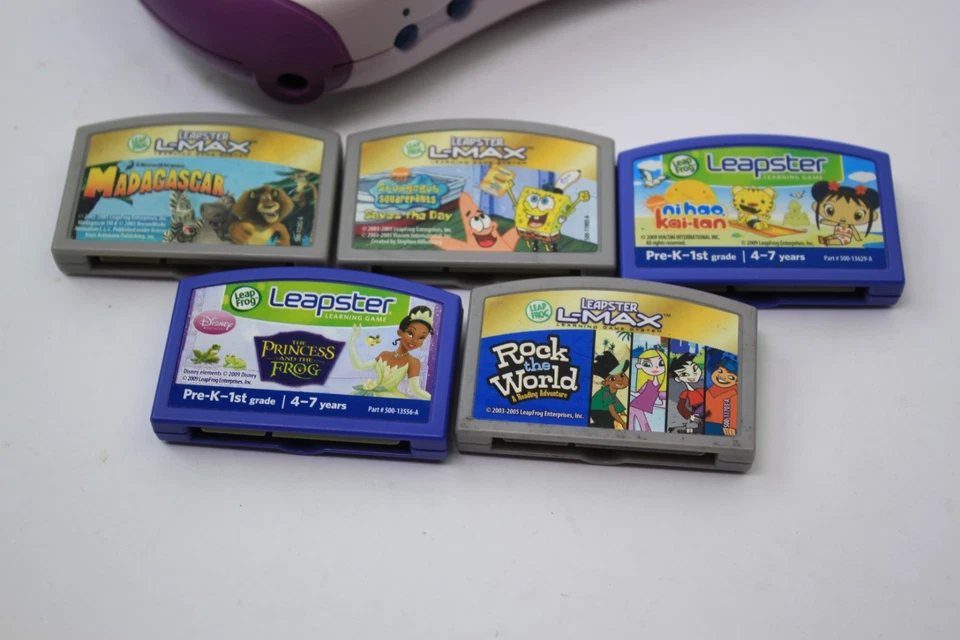 LeapFrog Leapster 2 Pink Purple Learning Game Console w 5 Games - Image 2 of 4