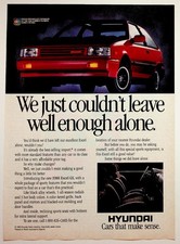 Hyundai 1988 Excel GS Vintage Car Print Ad Olympic Sponsor Automobile Hatchback