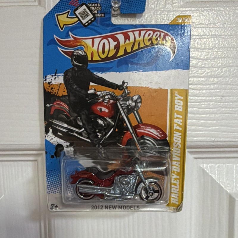 Hot Wheels Harley-Davidson Fat Boy Diecast Motorcycle 1:64 2012 New Models Red