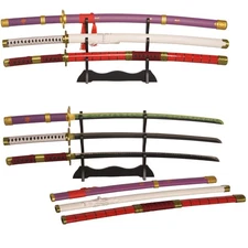 Roronoa Zoro 3 Piece Set Swords Kitetsu Yama Enma Wado Ichimonji with Stand.