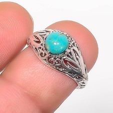 Turquoise - Tibetan 925 Sterling Silver Boho Ring s.6.5 R7647-28