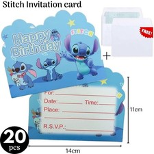 Stitch Cumpleaños Fiesta Invitaciones Tarjeta Niños Cumpleaños Invitaciones y Sobre Suministro