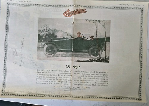 1919 Willys Overland Toledo Ohio Model 90 car two page color original vintage Ad