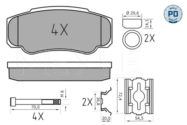 Plaquettes de frein à disque Meyle pour remplacement de pièce usée OE 4252.46