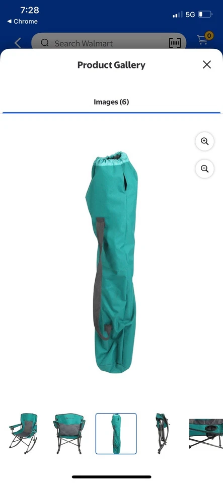 Silla mecedora Ozark Trail Tension 2 en 1 de malla, verde azulado y negro, desmontable Foto 3 de 4