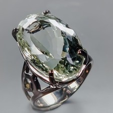 Jewelry gem 26ct Natural Green Amethyst Ring 925 Sterling Silver Size 8 /R435870
