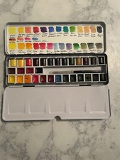 Winsor  Newton Professional Watercolor 24 Half Pan Set Plus Extras, Sable Brush