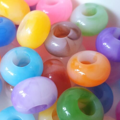 Large Big Hole x15 Acrylic European Donut Beads For Jewellery Making 14x9mm - Picture 23 of 25
