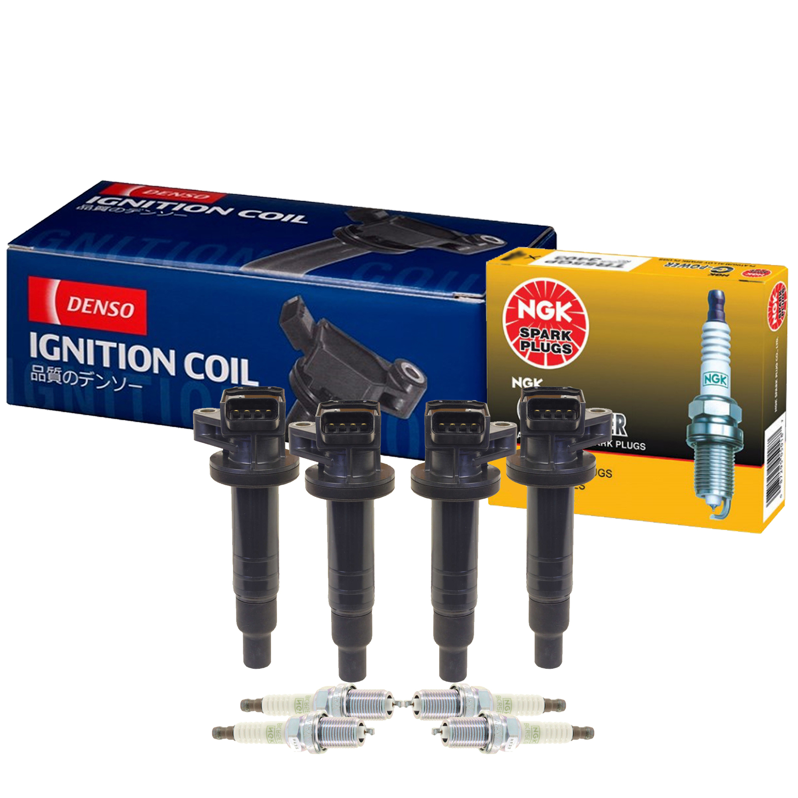 Denso 4 COP Ignition Coils NGK 4 Gpower Spark Plugs Kit For Pontiac Toyota 1ZZFE