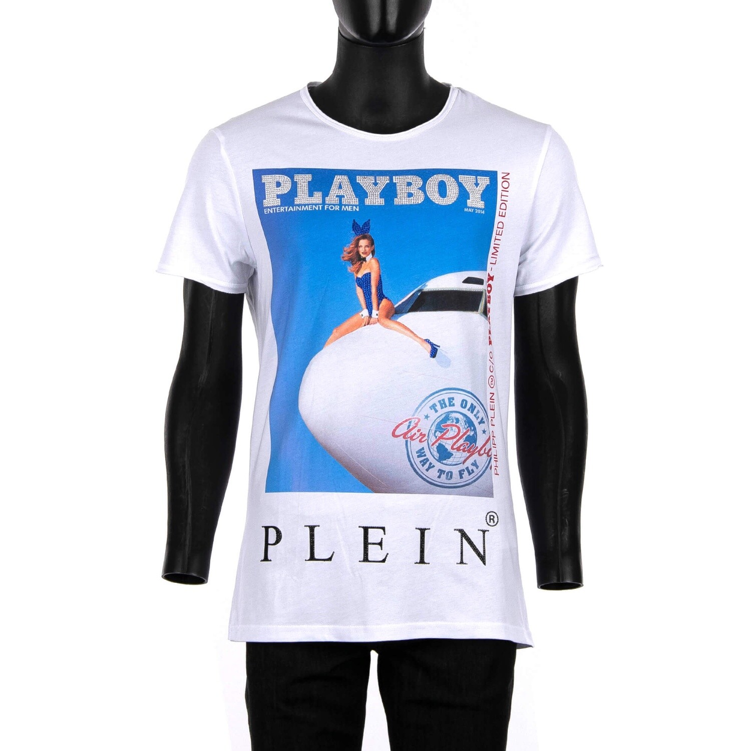 Футболка Philipp Plein X Playboy Stewardess Print с логотипом Crystals белая 08457 58490₽