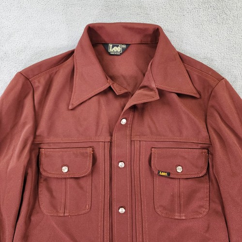 Vtg Lee MR Western Shirt Mens M-L Brown Button Up Rockabilly Pearl Snap USA Made - Picture 16 of 18