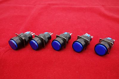 5PCS 16MM Blue ROUND Maintained Latching PUSH BUTTON SWITCH 3 PINS 250V 3A