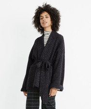 Madewell Womens Donegal Tie-Waist Cardigan Sweater Dark Heathered Gray Size XXS