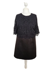 ASOS size 22 black lace shift dress plus size short sleeve raw hem pencil