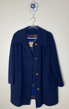 Vintage Woman's FASHIONBILT Navy 100 Pure Wool Long Coat Sz M