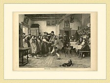 Antritt zum Tanz nach Ölgemälde von Franz Defregger 1883 ORIGINAL HOLZSTICH G150