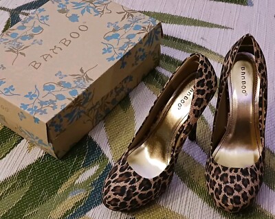 Sexy London Leopard Stiletto Platform High Heels Size 8 EU 38 Bamboo Brand