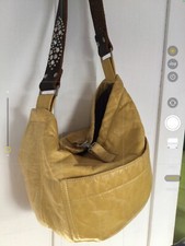 Tylie Malibu Utility Leather Yellow Bag Hobo Purse  Swarovski Crystal Strap Epo