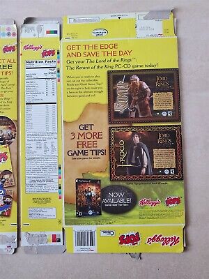 2005 Kellogg's CORN POPS Flattened Cereal Box LOTR Lord of the Rings Lot x2