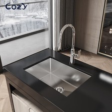 Cozy Stainless Steel Kitchen Sink 27'' Single Bowl Overmount in Brush Nickel