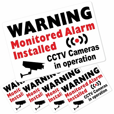5 x Aufkleber Überwachte Alarmanlage installiert und CCTV Kamera Schilder Sicherheit Ext