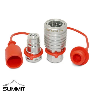 SUMMIT HYDRAULICS 1/2” Ag Hydraulic Quick Connect Push-Pull Coupler Set, Poppet Pioneer, 1/2” NPT