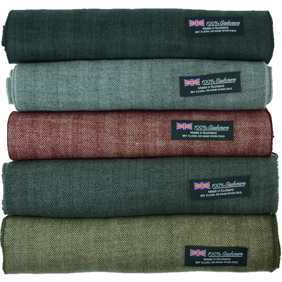 Hombres Mujeres Unisex 100% Cachemira Bufanda Lisa Gruesa Raya Suave Cálida Lana Escocia Foto 2 de 3