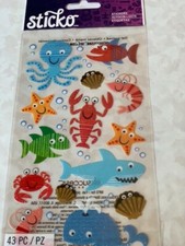 STICKO EK SUCCESS STICKERS SEA LIFE FUN OCEAN FISH CRAB LOBSTER SHARK WHALE 26PC