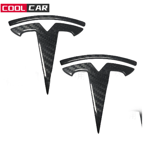 Carbon Black T Logo Front Hood Rear Trunk Emblem Badge For Tesla Model 3 S X Y - Picture 1 of 9